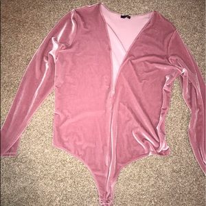 baby pink velvet body suit